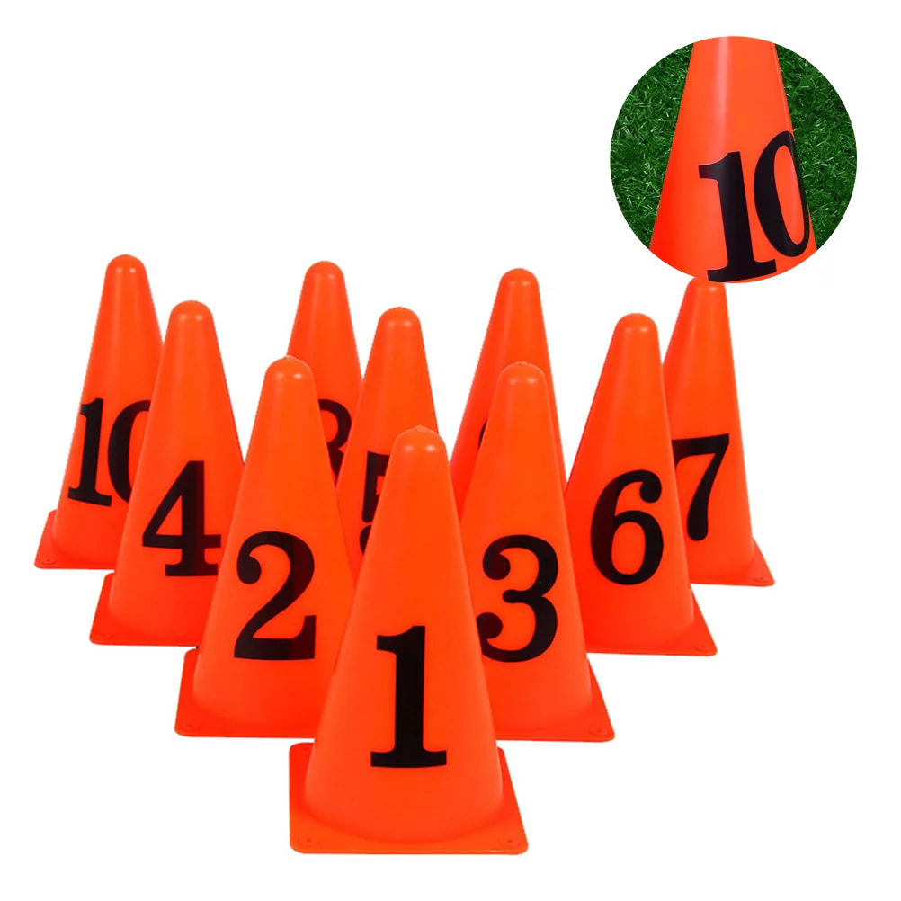 

10 Pcs Football Soccer Number Sign Bucket Cone Ice Cream Child Traffic Hat Imported PE Material Marker Cones for Training