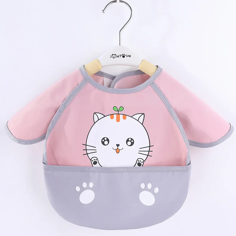 Cute Cartoon Baby Bib, Padrão animal ajustável, Saliva impermeável pingando babadores, Avental de manga comprida, Toalha de saliva, Babando cachecol