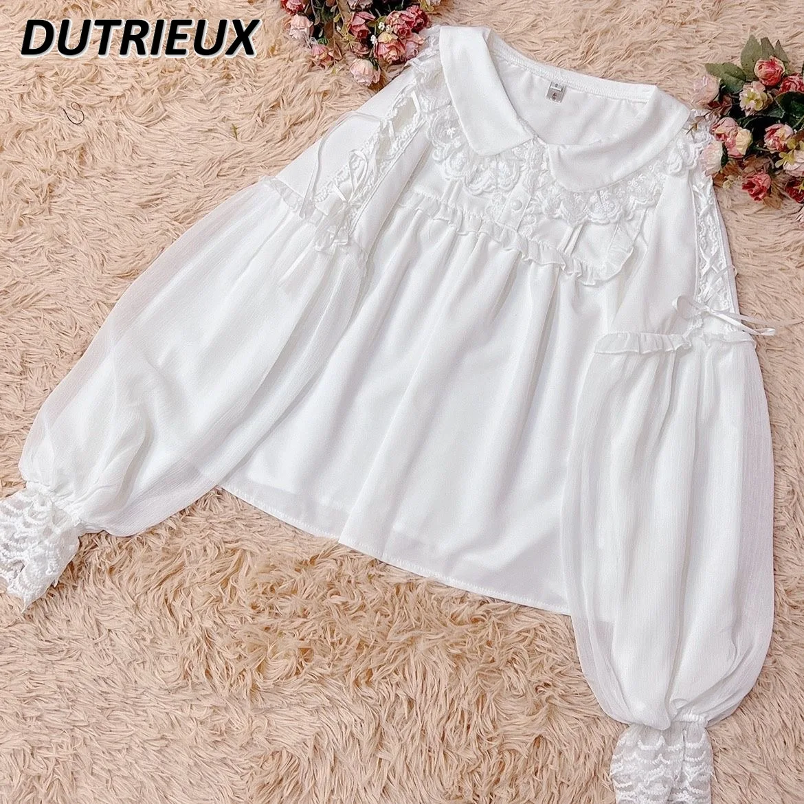 

Lolita Doll Collar Long-sleeved Shirt Spring Autumn New Sweet and Cute Inner Lolita Bottoming Shirt Versatile Elegant Blouses