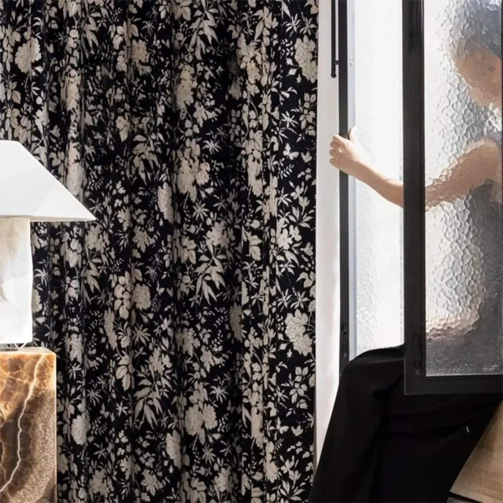 

New Chenille Jacquard Blackout Curtains for French Bedroom American Living Room High End Vintage Premium Elegant Thermal Drapes