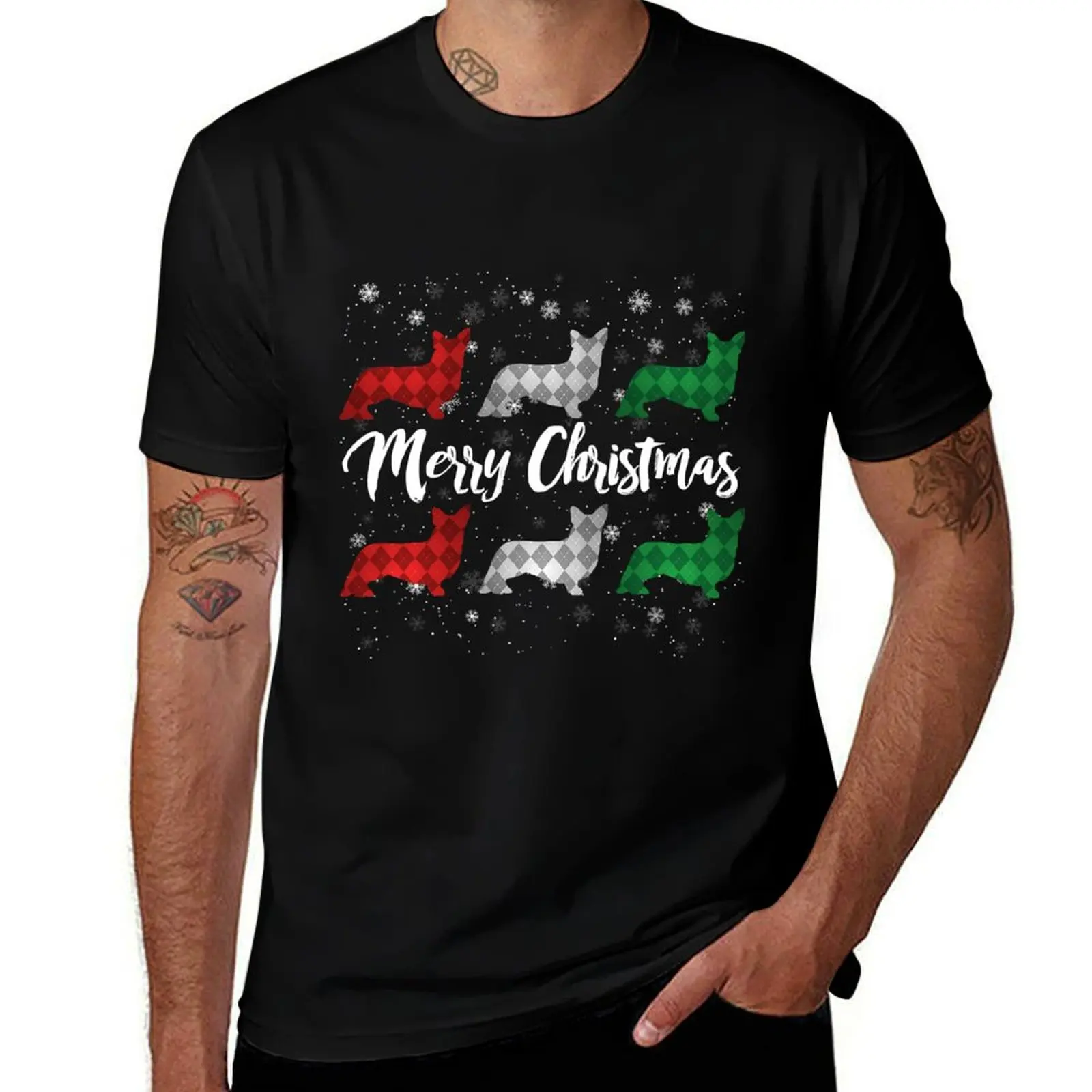 Cardigan Welsh Corgi Merry Christmas Argyle Dog T-Shirt Halloween Theme T-Shirt