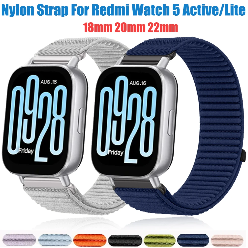 18mm 20mm 22mm Nylon Strap for Redmi Watch 5 Active/Lite/Amazfit Active Max/Balance 2/Bip 6 Bracelet Band for Samsung Watch 7 6
