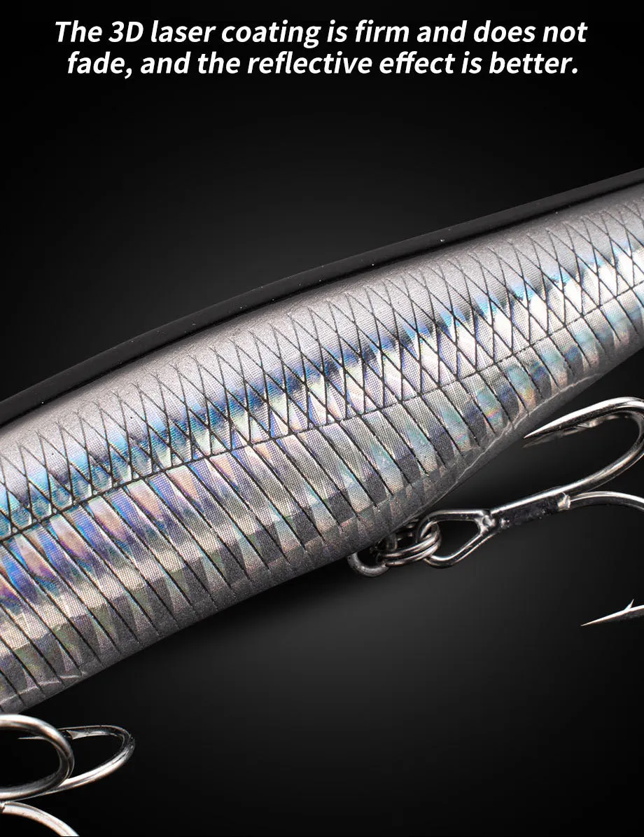 Schwimmender Minnow-Köder, Topwater, ohne Lippe, Harter Köder 12cm 21g für Topmouth-Culter und Elopichthys, Süßwasser-Angeln – Detail 9