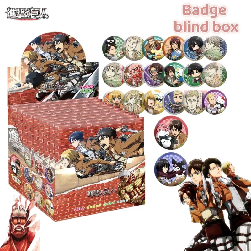Caja ciega con insignia bidimensional de anime Attack on Titan Eren Jaeger, broche con personalidad creativa, barra de flash doble, caja de regalo sorpresa