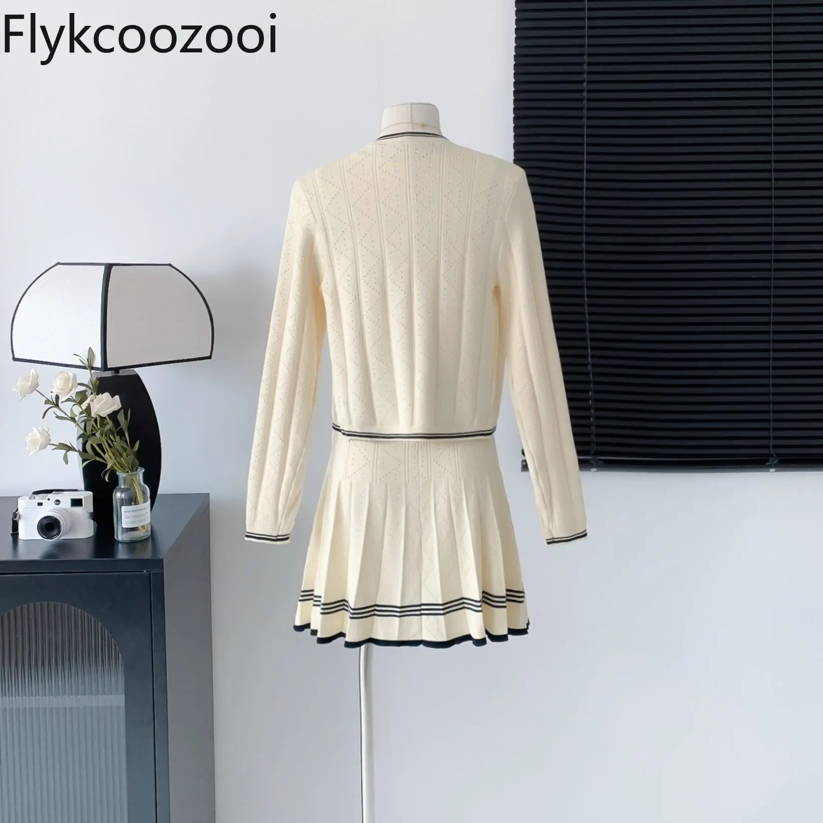 Gilet lavorato a maglia stile college Cardigan Abito elegante Gonna Donna Autunno Cina continentale Conjuntos Feminino Elegante