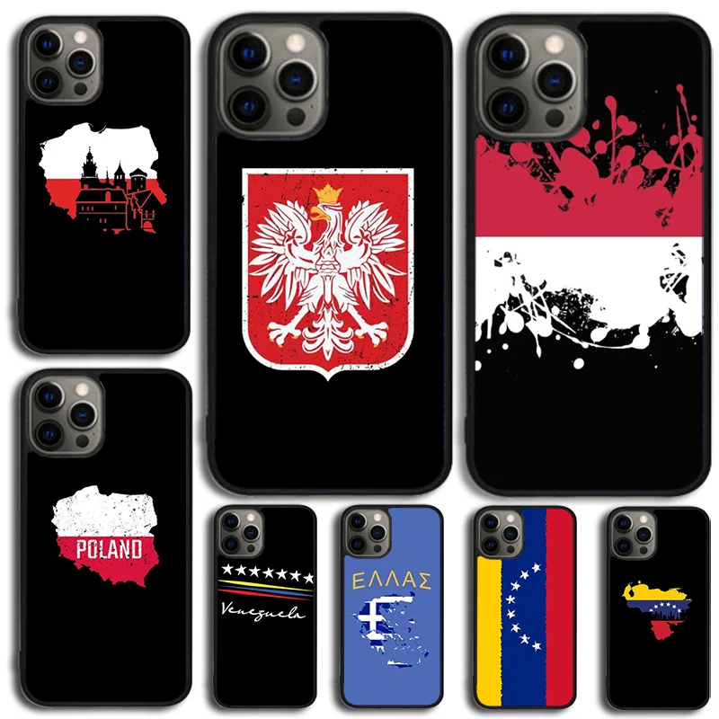 Greece Poland Venezuela Flag Phone Case Cover For iPhone 15 16 14 XR XS 11 12 13 Mini Pro MAX Plus