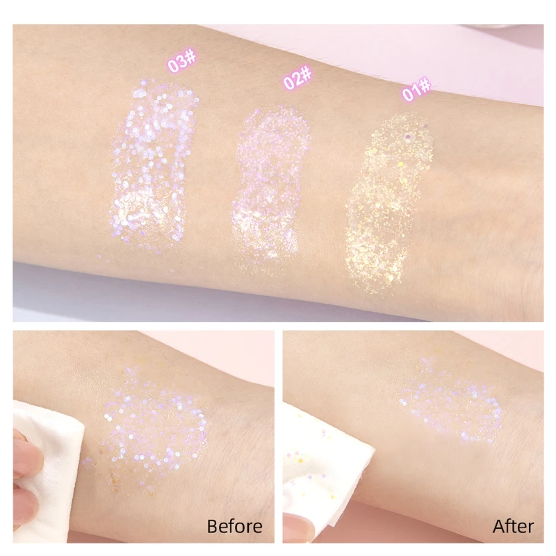 3 Kleuren Gezicht Body Nagel Oogschaduw Markeerstift Glinstert Glitter Gel Langdurige Holografische Sparkle Shine Diamant Maquiagem 20G