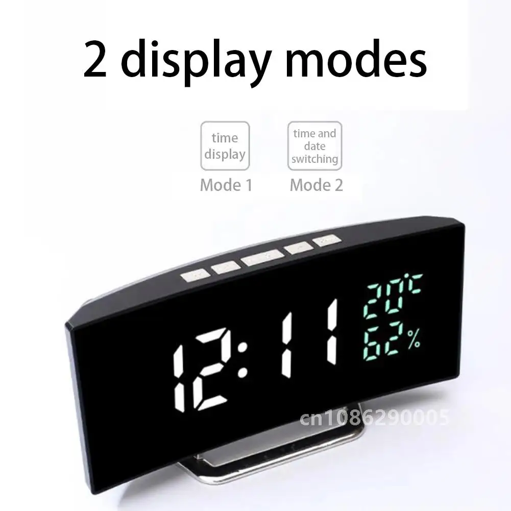 Alarm Clock Led Digital Desk Table Clock With Time Date Temperature Humidity Display 12/24h Home Decor