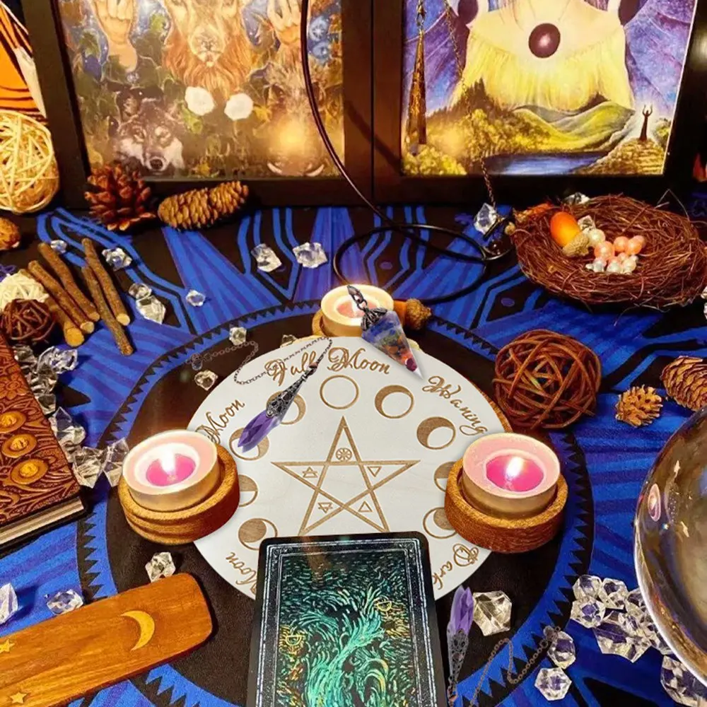 Wooden Divination Pendulum Board Home Decor Star Sun Moon Altar Message Board Tarot Dowsing Decoration Witchcraft Gift