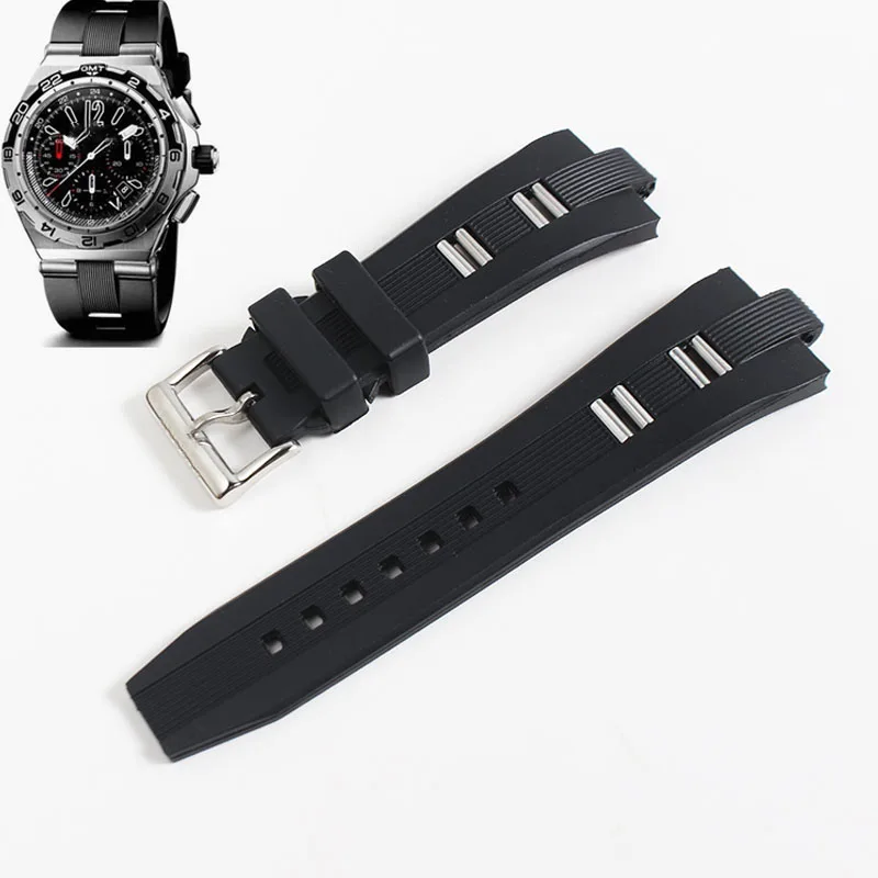 

Watches Accessories rubber silicone strap fitting For Bvlgari DIAGONO black convex mouth Waterproof 26x9mm wristband