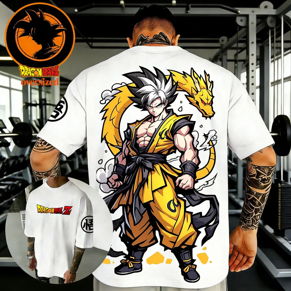 

2026 Classic Bandai Anime T Shirt Dragon Ball Shenron Black White Navy Casual Streetwear Tops