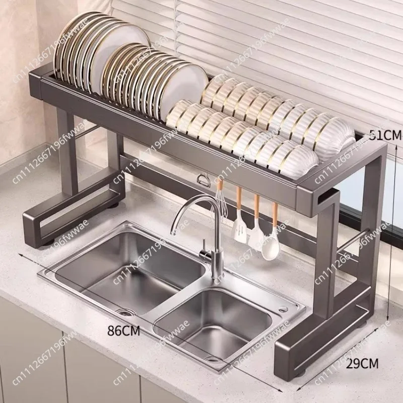 New Dish Drying Rack Kitchen Over The Sink Dish Drain Rack Utensil Holder Sink Stainless Steel Matt Black