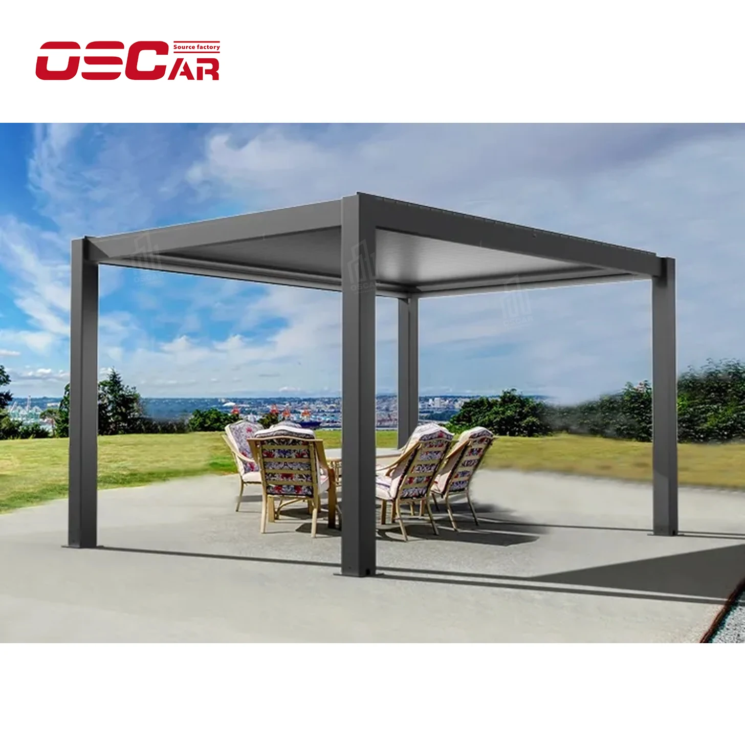 Imagem -02 - Alumínio Impermeável ao ar Livre Louvered Pérgola com Controle Remoto Jardim Metal Tamanho Oem 3x3 4x3 4x4