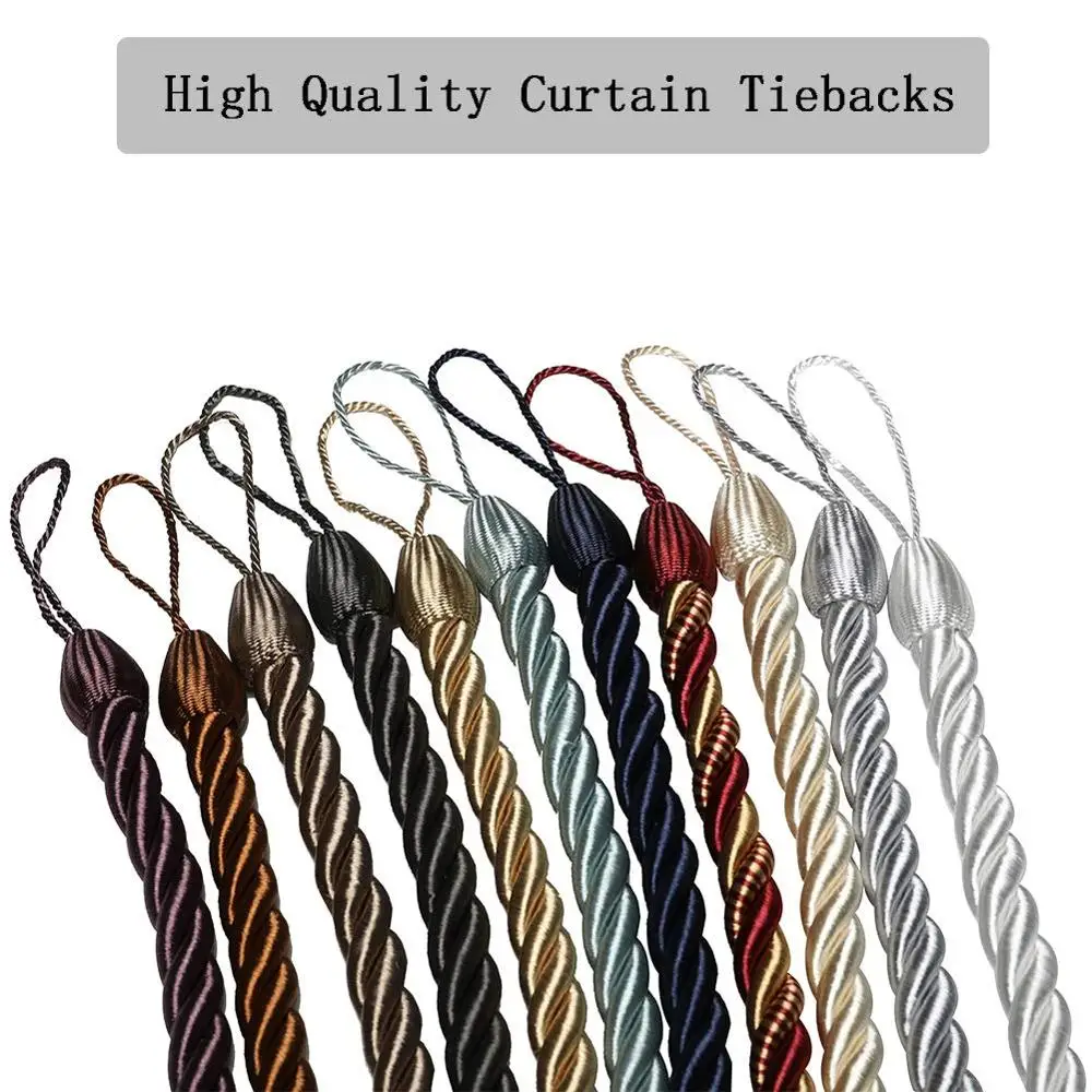 1Pc Curtain Tie Backs Gold Handmade Weave Curtain Holder Clip Buckle Rope Home Decorative Room Accessories Curtain Tieback