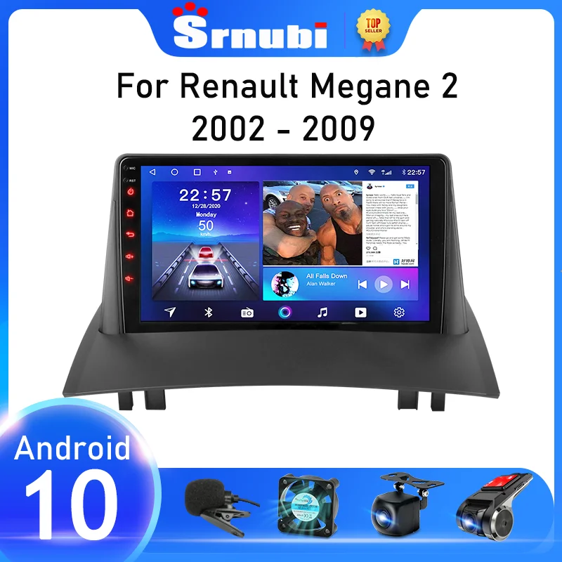 Srnubi Android 10 Radio de coche para Renault Megane 2 2002 - 2009 reproductor de vídeo Multimedia navegación GPS 2 Din Carplay unidad principal de DVD