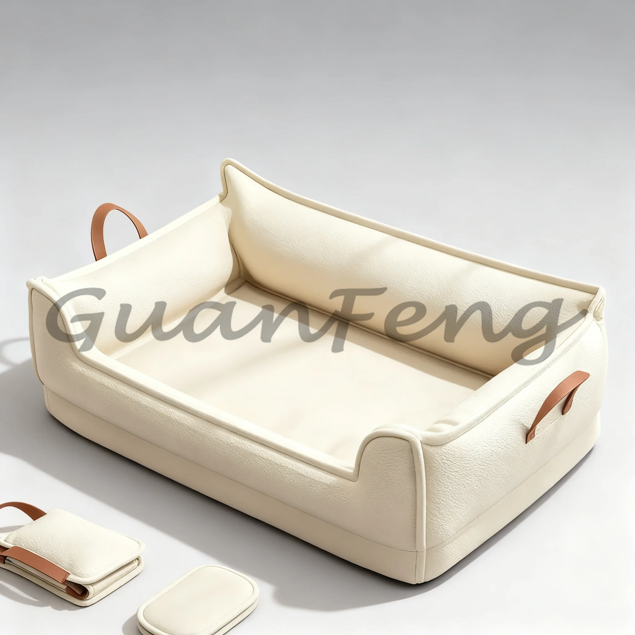 Large Waterproof Leather Sofa Style Dog Bed with Carry Handle Indoor Pet Bed for Medium & Large Dogs Living Room Use