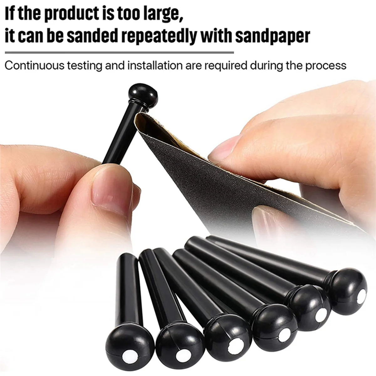 A71P 216 قطعة من دبابيس جسر الجيتار الصوتي باللون الأبيض والأسود مع مزيل مجتذب دبوس الجسر 6 قطع في الجيتار