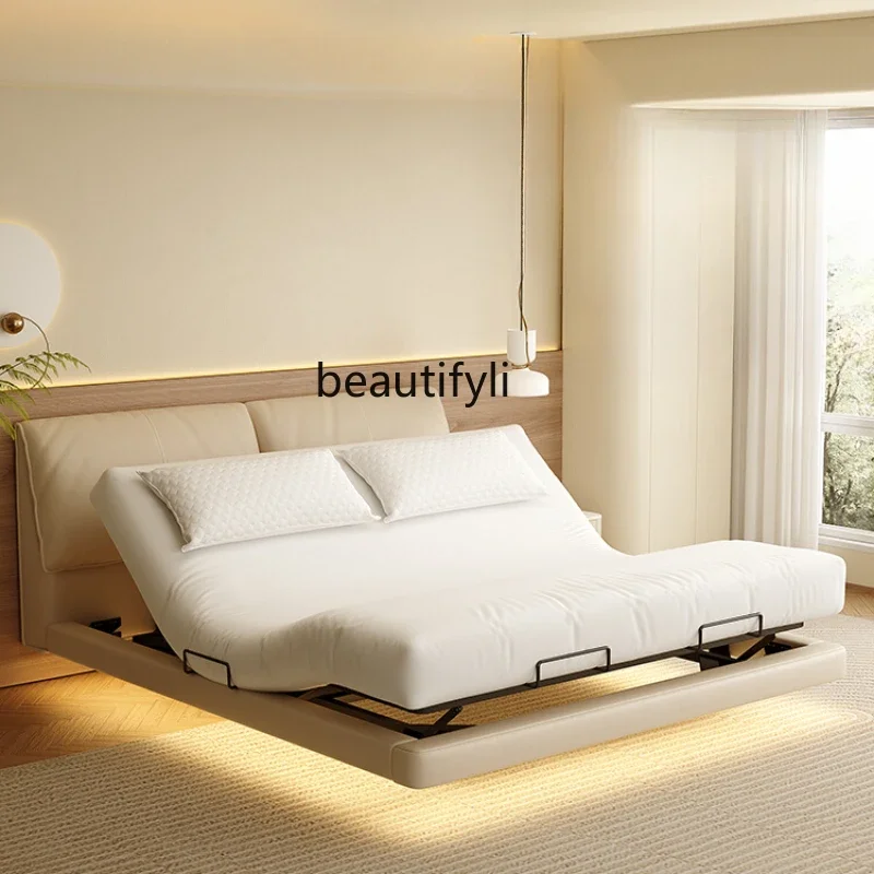 Smart Electric Bed Modern Minimalist Master Bedroom Double Bed Multifunctional Elephant Ear Suspension Leather Bed