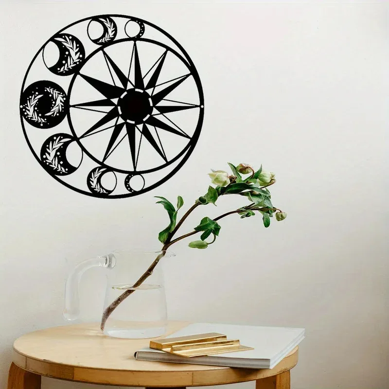 Celestial Sun & Moon Wall Sculptures - Hand-Forged Steel Cosmic Decor | Weatherproof Garden Altar Art & Boho Home Accent