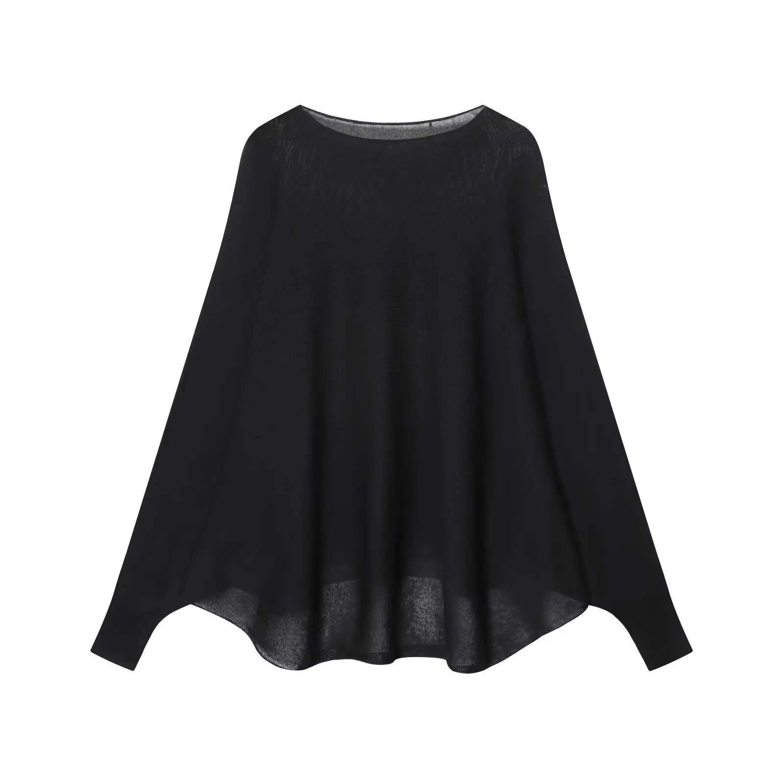 ديف آند دي الخريف/الشتاء المرأة محبوك سترة الفرنسية الحد الأدنى الأسود غير النظامية كسول الجولة الرقبة محبوك سترة البلوز #2