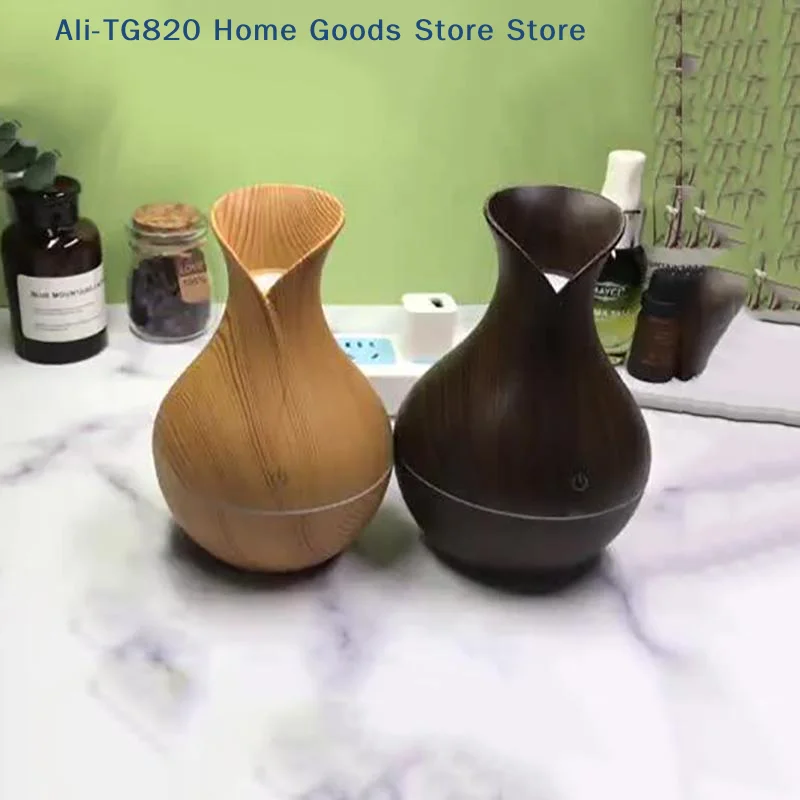 

1Pcs Mushroom/Vase Style 200ML Wood Grain LED Light Air Humidifier Aromatherapy Essential Oil Diffuser Colorful Atmosphere Lamp