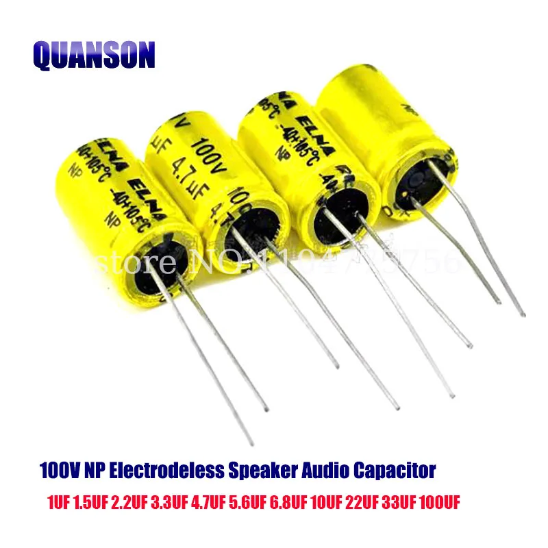 10pcs 100V NP Electrodeless Speaker Audio Capacitor Non Polarity Frequency 1UF 1.5UF 2.2UF 3.3UF 4.7UF Crossover Polypropylene