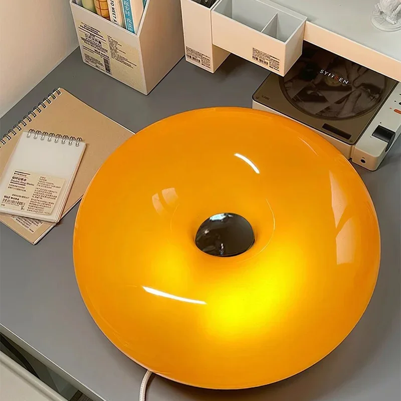 

Modern Design Orange Donut Touch Dimmable Glass Light Emitting Diode Desk Decorative Lamp Desk Lamp