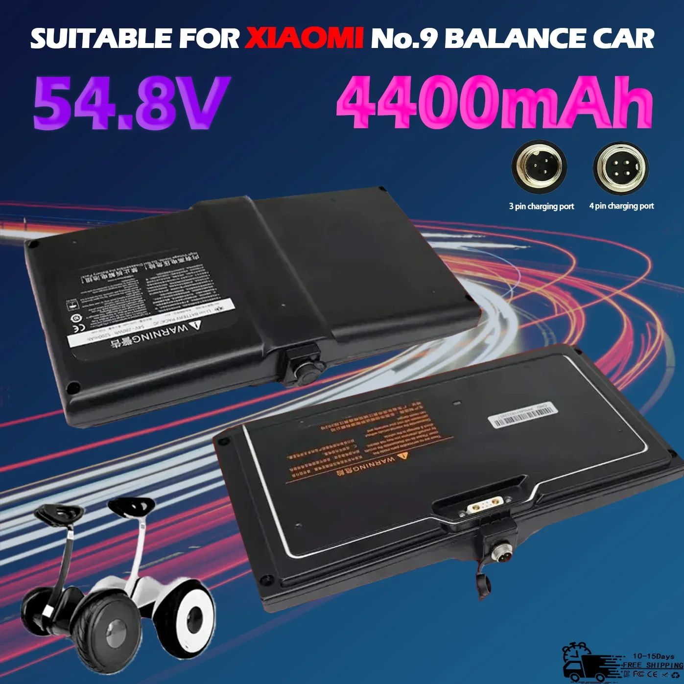 

54.8V 4.4Ah 3-pin SELF BALANCING Skateboard Battery for Xiaomi Ninebot Segway MINI Lithium Cell Connection App with BMS 18650