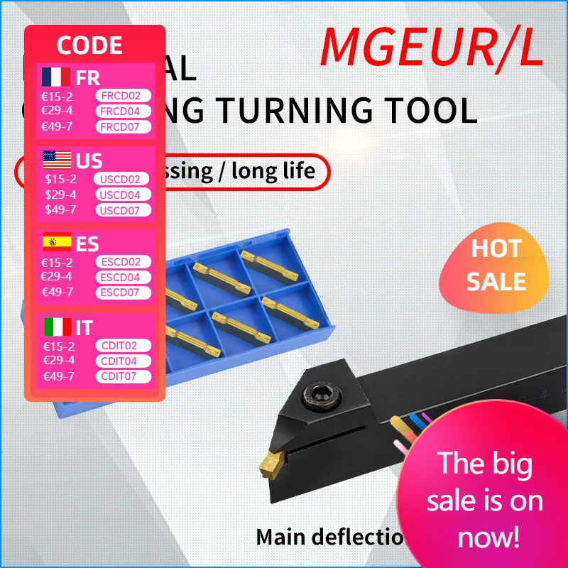 

MGEUR MGEUR2020-2 MGEUR2020-3 MGEUR2525-2 MGEUR2525-4 Grooving cutter bar MGMN200/300/400 CNC Lathe Insert for Turning Tool