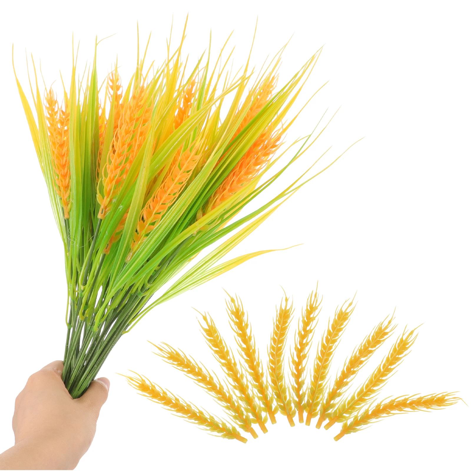 

50pcs Plastic Wheat Ear Decorations Autumn Arrangements For Home Indoor Office Fake Bouquet Craft Stems Simulation Wheat Ear