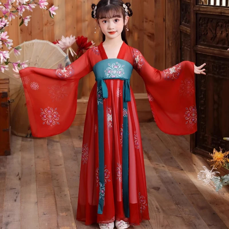 

Chinese Ancient Traditional Dresses Fairy Chinese Outfit Girls Hanfu Kids Dance Performance Hanfu Dress Stage Cosplay Costume