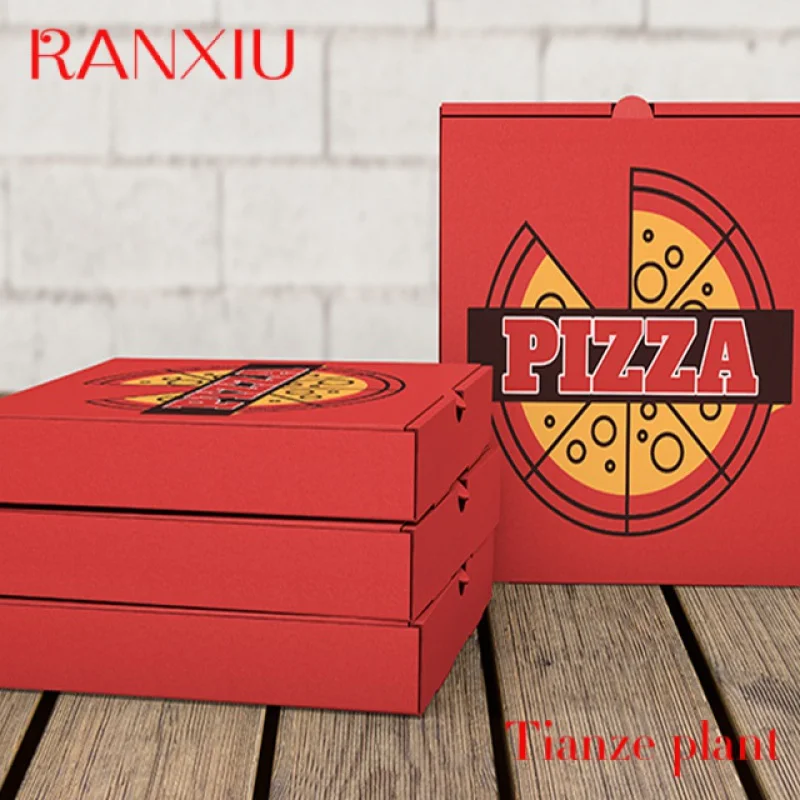 Caja de embalaje de papel de grado alimenticio personalizada, caja de embalaje de pizza, barata