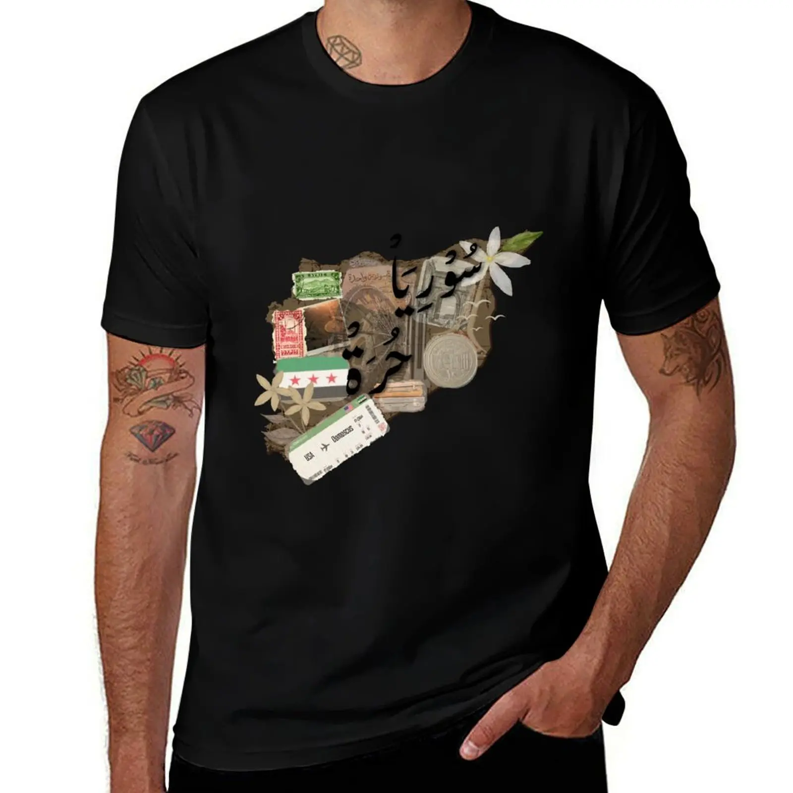A Syrian Collage Map T-Shirt Essential Solid Color T-Shirt