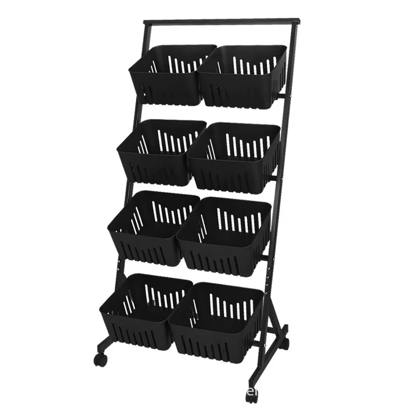 

Kitchen Shelf Living Room Floor-to-ceiling Snack Rack Multi-layer Household Food Basket Storage Basket Trolley Storage