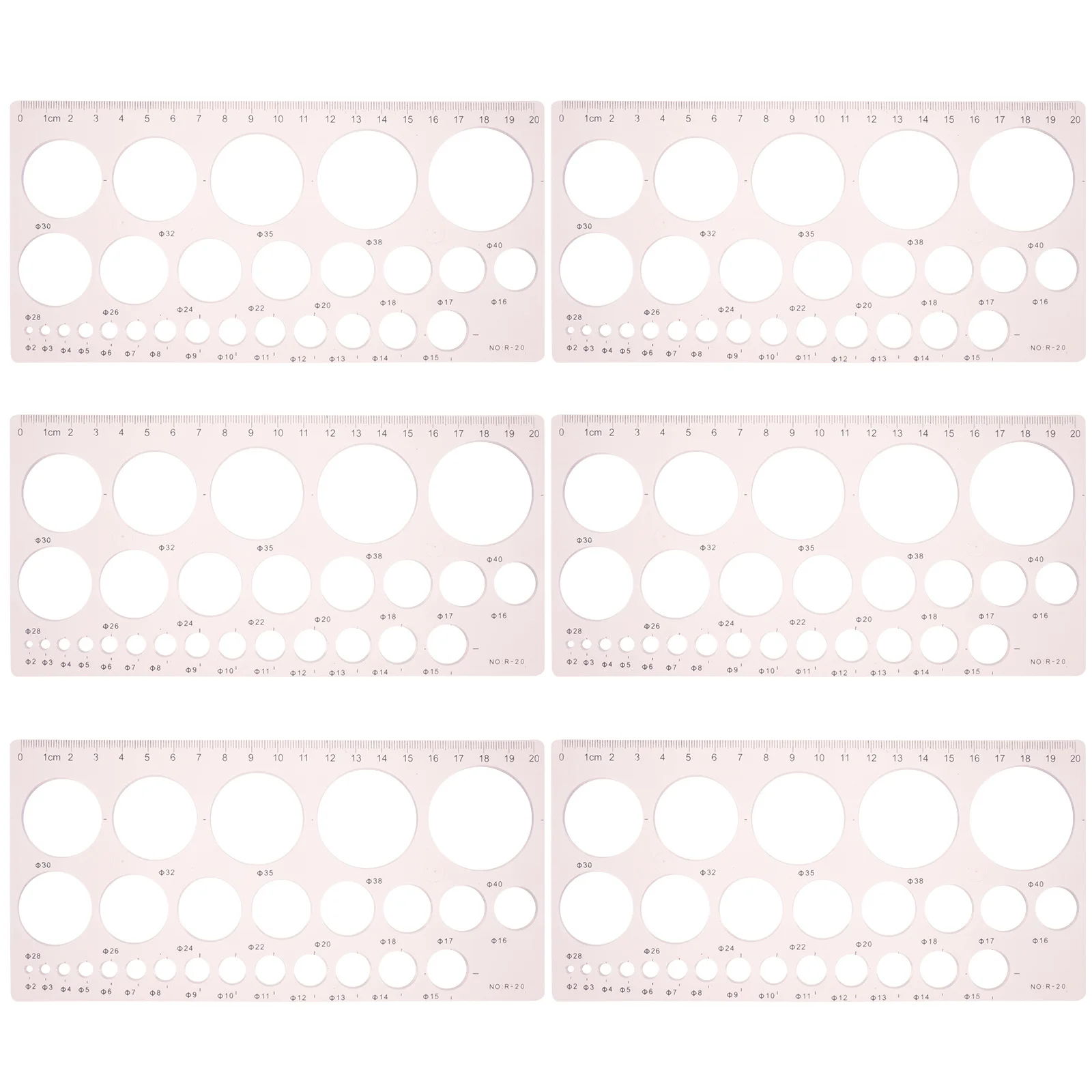 6pcs Geometric Drawing Templates Plastic Measuring Rulers For Drafting Students Architecture Circle Stencils Tools Student