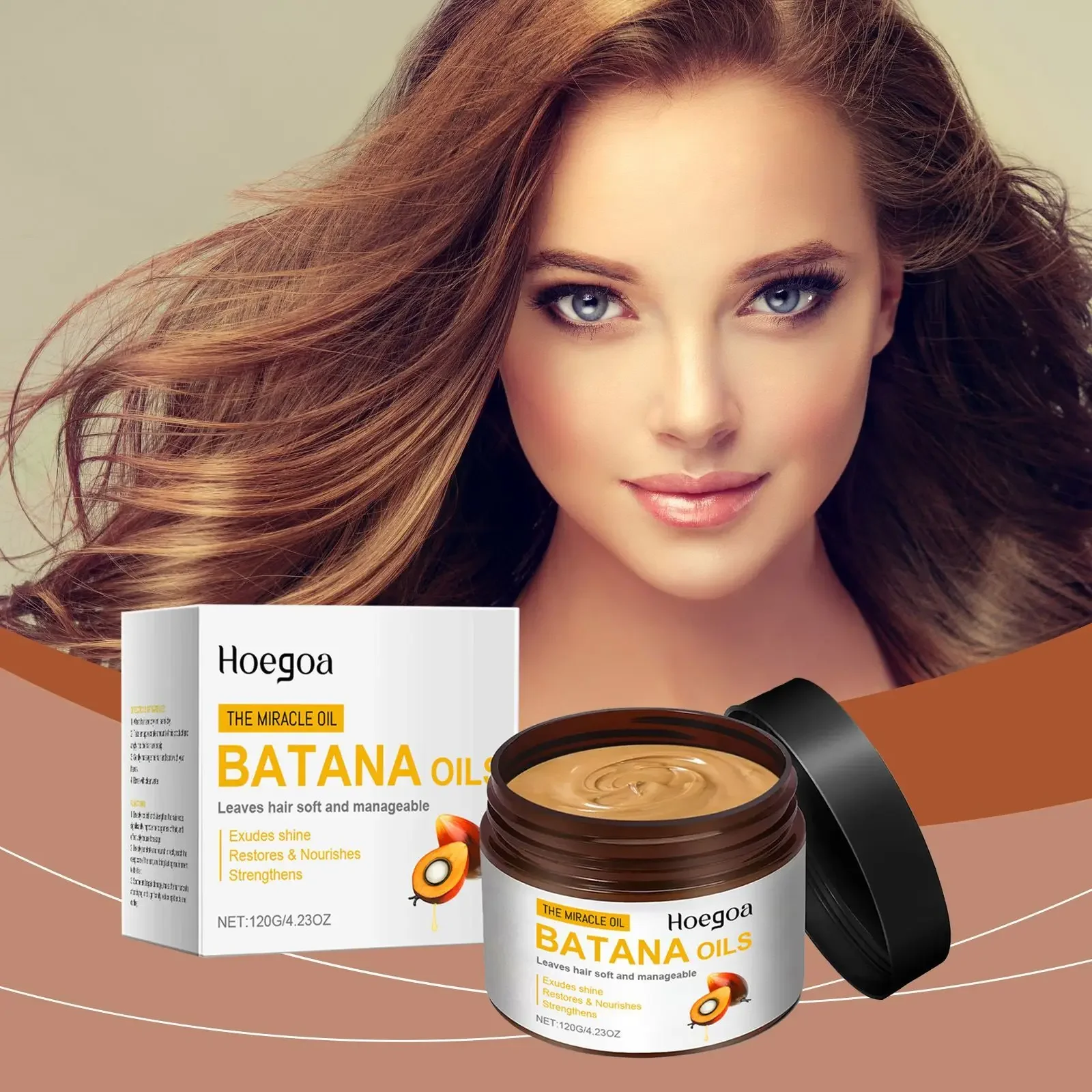 HOEGOA Batana Oil Hair Mask for Normal Hair Deep Moisturizing Treatment Softness Smoothness Frizz Control