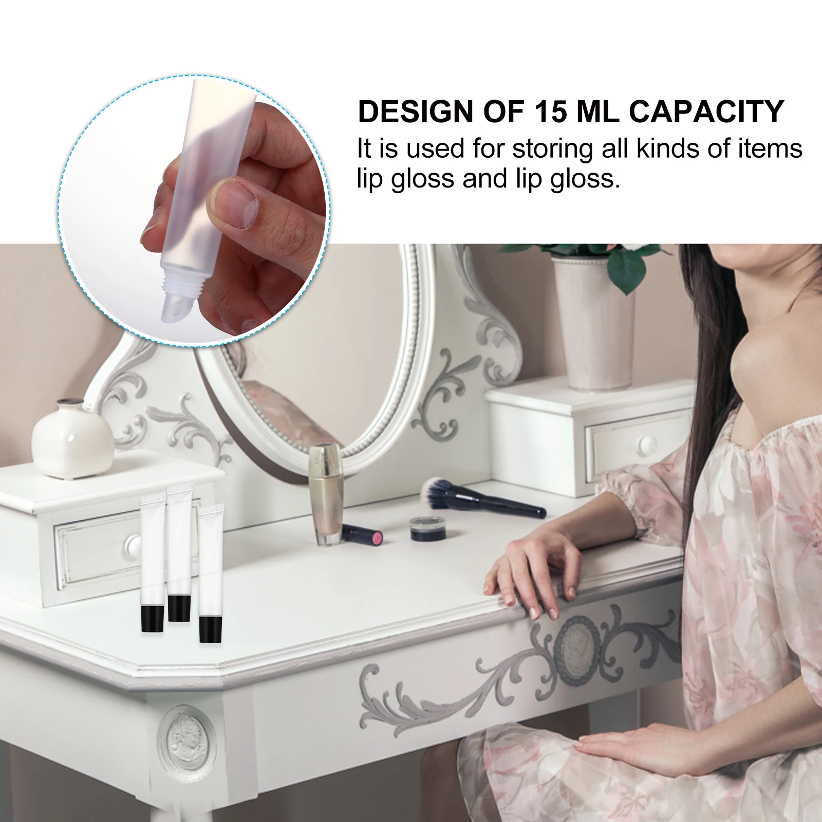 

50 Pcs Empty Lipstick Tube Container Gloss Bottle Squeeze DIY Balms Clear Plastic