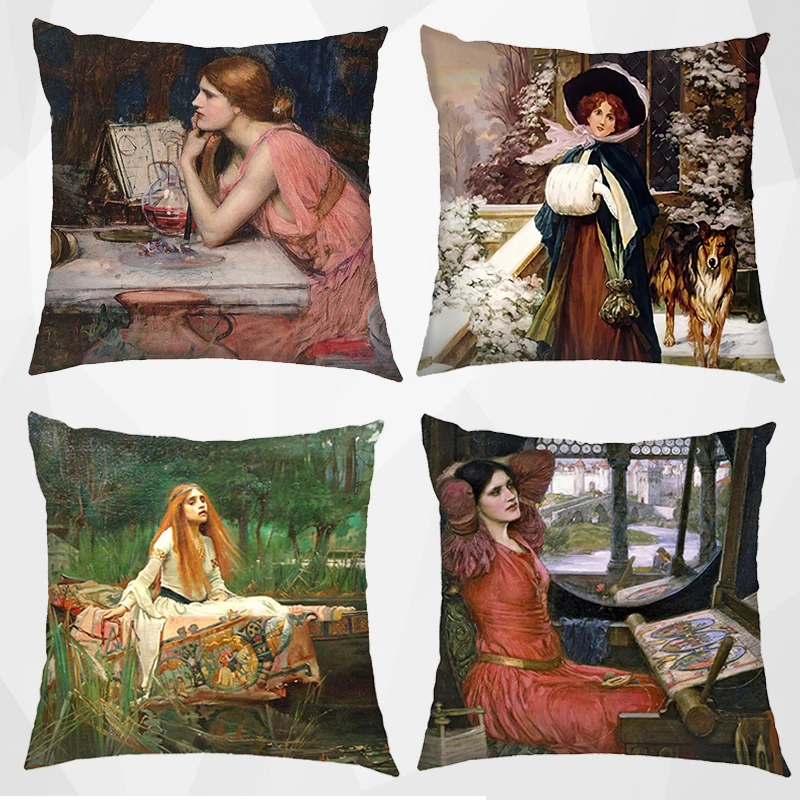 

Artist John William Waterhouse Cushion Cover Religious Goddess Angel Pillowcase for Sofa Home Decor Throw Pillow Case Covers