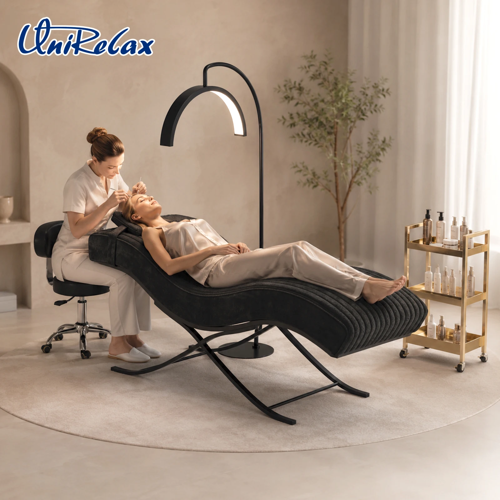 Adjustable Headrest Electric Leather Modern Multifunctional Folding Salon Beauty Bed for Lash Eyebrow Care