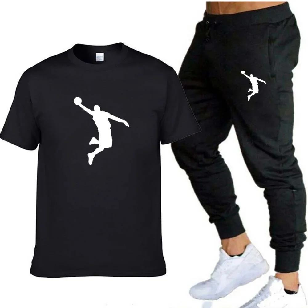 Men Short Sleeve T Shirt+Trousers Set Full Men\'s Tracksuit for Men Clothes Designer Clothes Pants Men\'s Summer Suit Running Sets