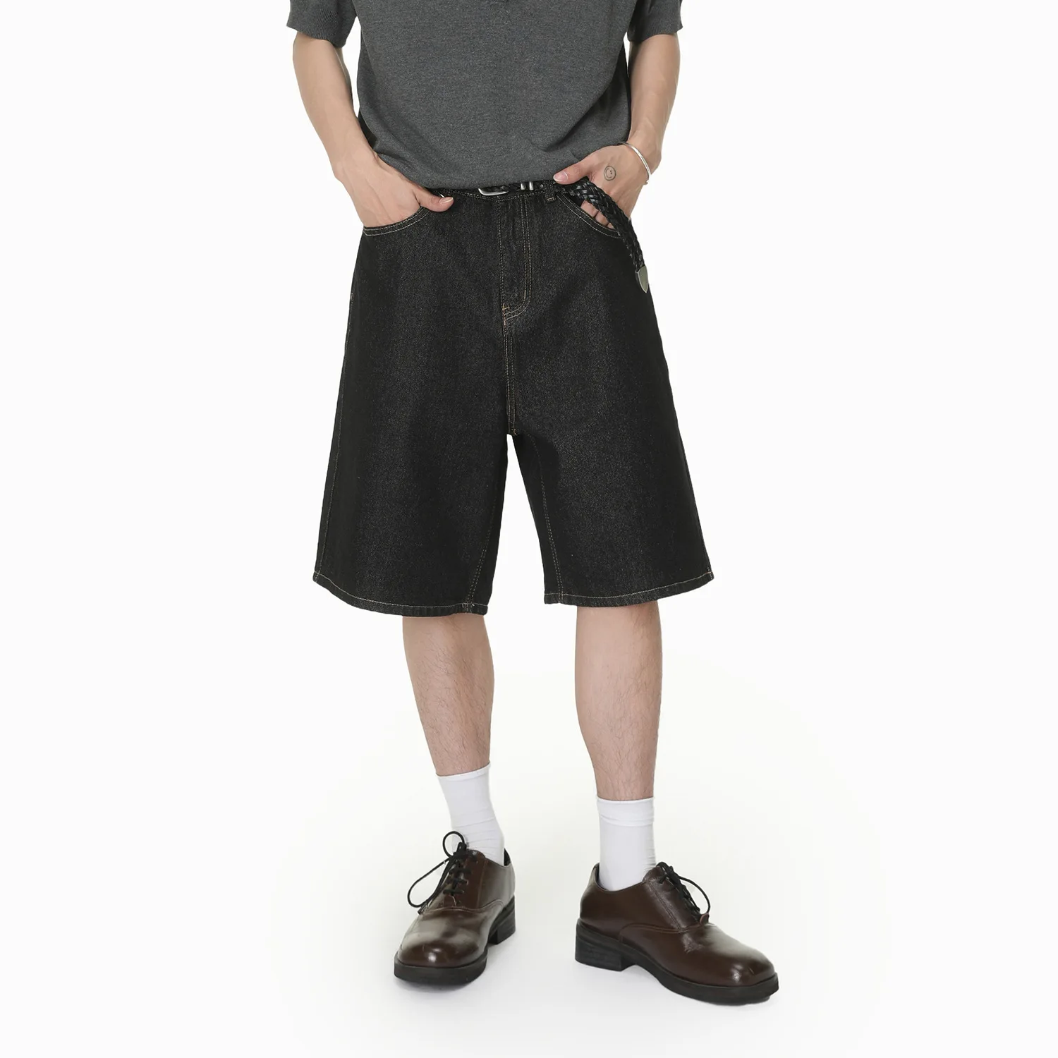 

Cleanfit Wide Leg Straight Five-Point Pants 2026 Summer Men's Washed Casual Denim Shorts