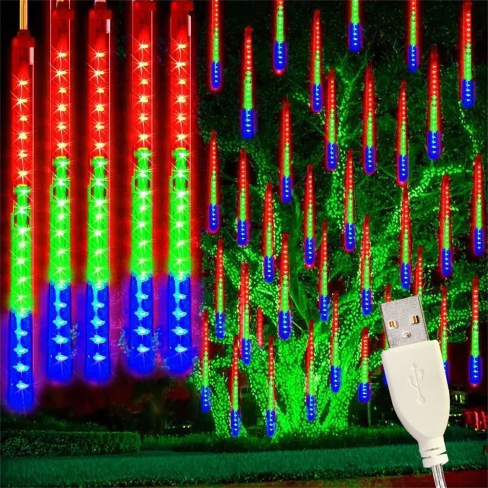 

USB-гирлянда LED «Метеоритный дождь» для праздников, свадеб, вечеринок, украшения сада и комнат, сказочные гирлянды-сосульки для карнизов