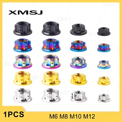 XMSJ Titanium Nuts M6 M8 M10 M12 Hex Hexagon Flange Rear Axle Nut for Bike Motorcycle Titanim Fastener