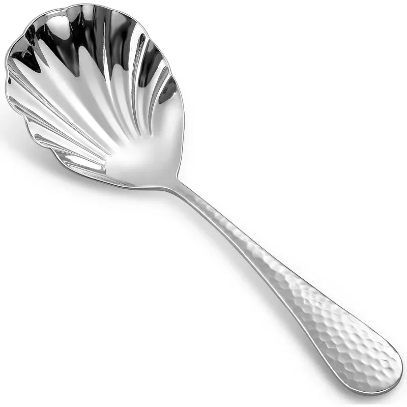 Shell Spoon Large Hammered 304 Stainless Steel Long Soup Spoons Public Hot Pot Serving Scoop Restaurant Table Accessories