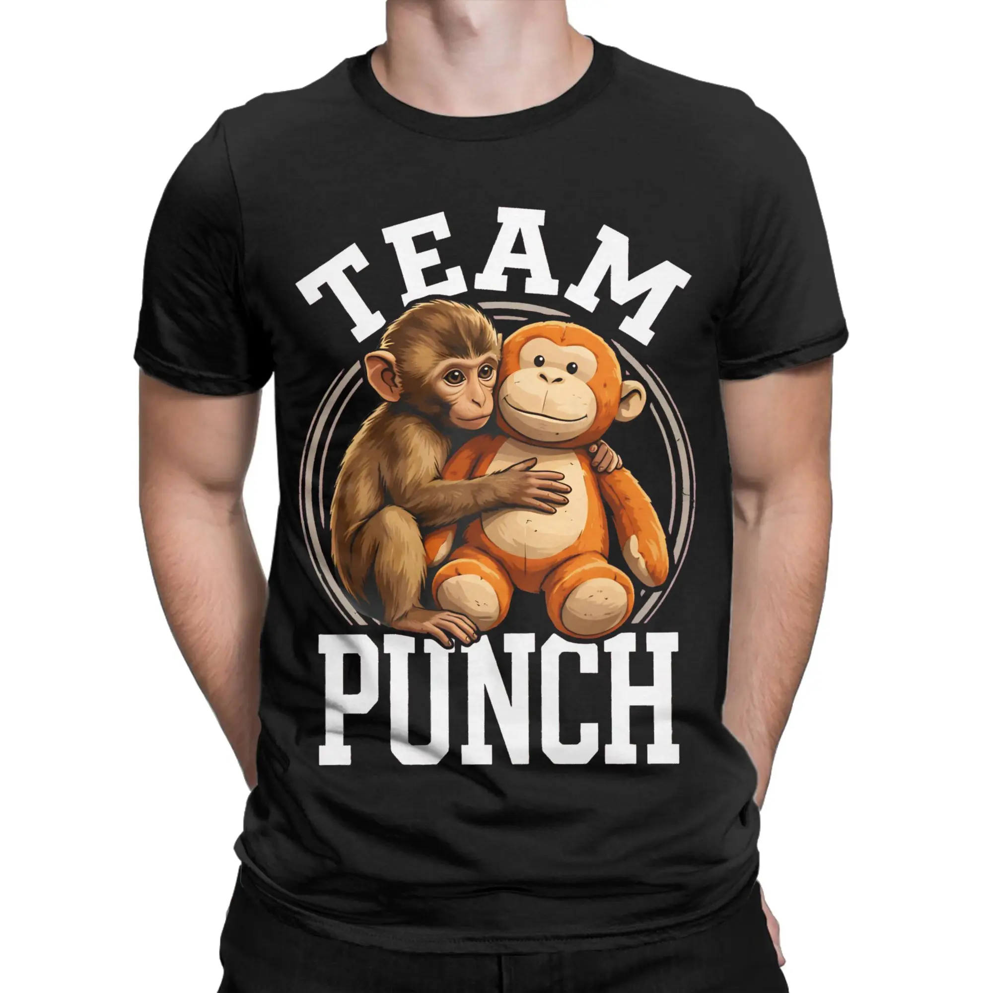 Men Women's Team Punch Monkey and Oran-Mama T Shirts  100% Cotton Tops Novelty Short Sleeve Crew Neck Tee Shirt Original T-Shirt