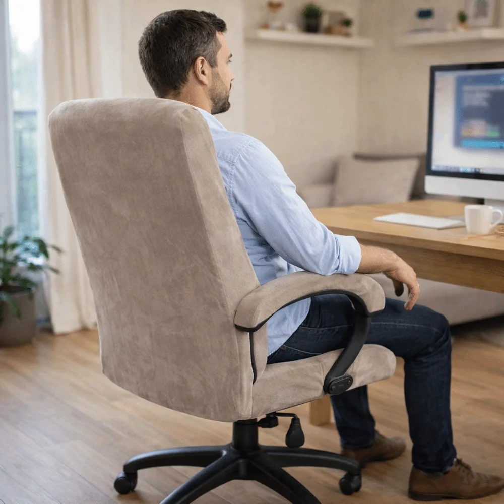 Comfortable Elastic Office Chair Cover Solid Color Thickened Computer Chair Cover Removable Washable Armchair Slipcover Office