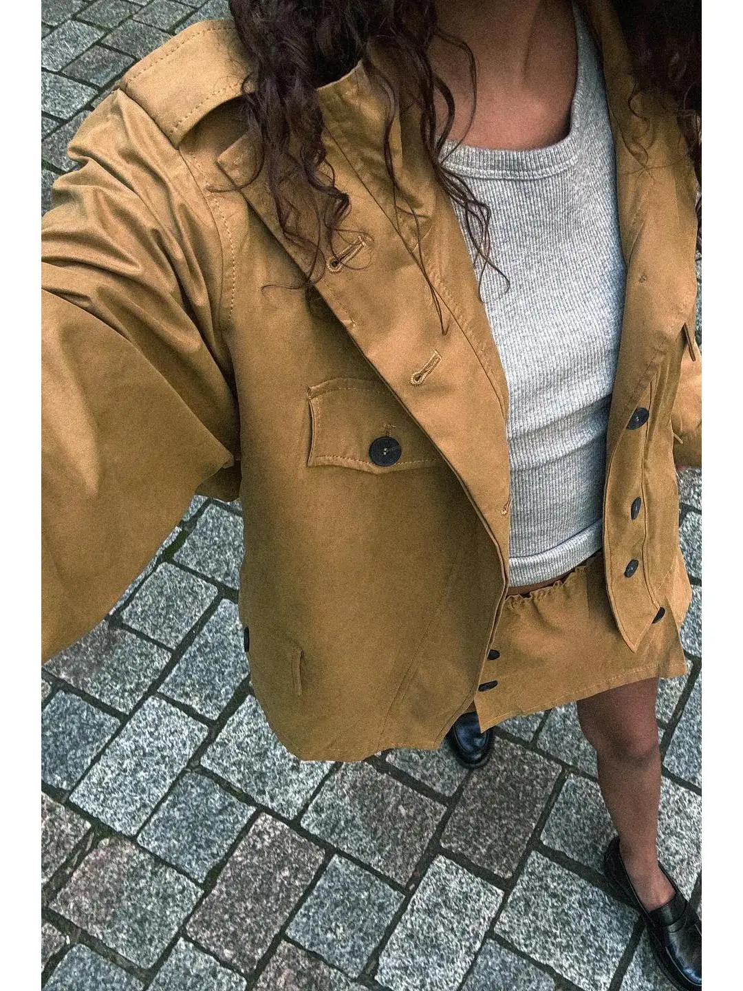 

Уличная ветровка со скрытой пуговицей, пояс-стойка, воротник-стойка, длинное пальто-све для женщин, осенняя новинка A...