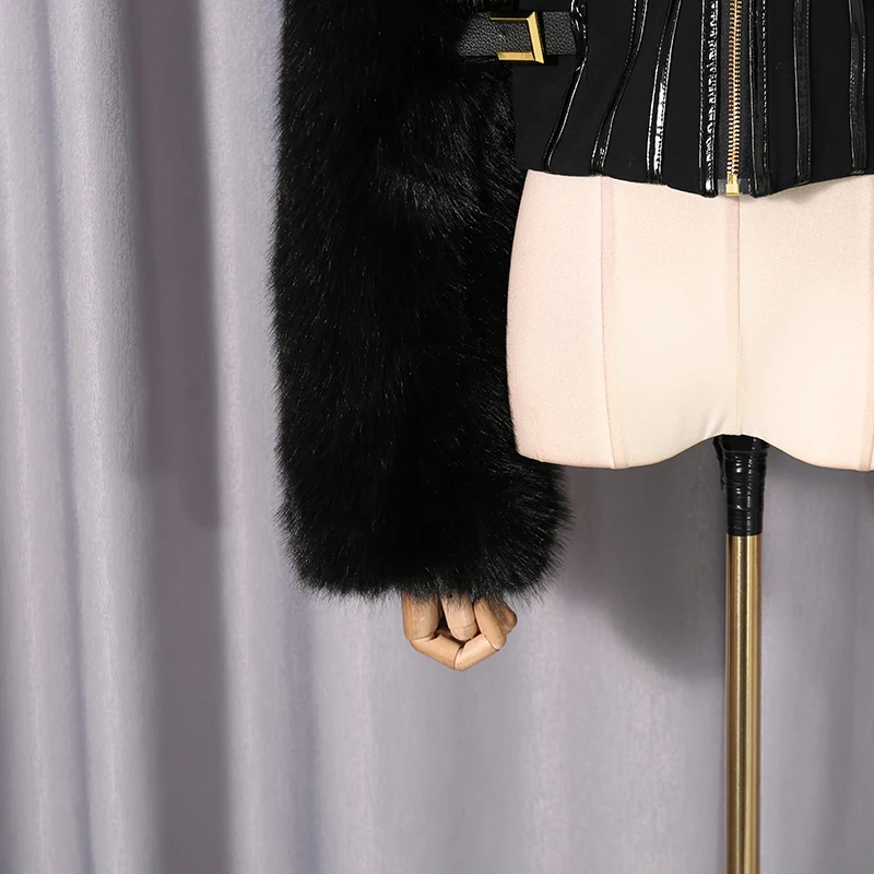 KBQ, chaquetas adelgazantes con cremallera empalmada de temperamento sólido para mujer, cuello en V, manga larga, chaqueta cálida elegante, moda femenina, invierno, nuevo