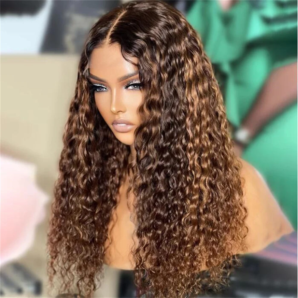 Soft 180Density 26 Inch Long Highlight Blond Glueless Curly Lace Front Wig For Black Women With Baby Hair Preplucked Daily