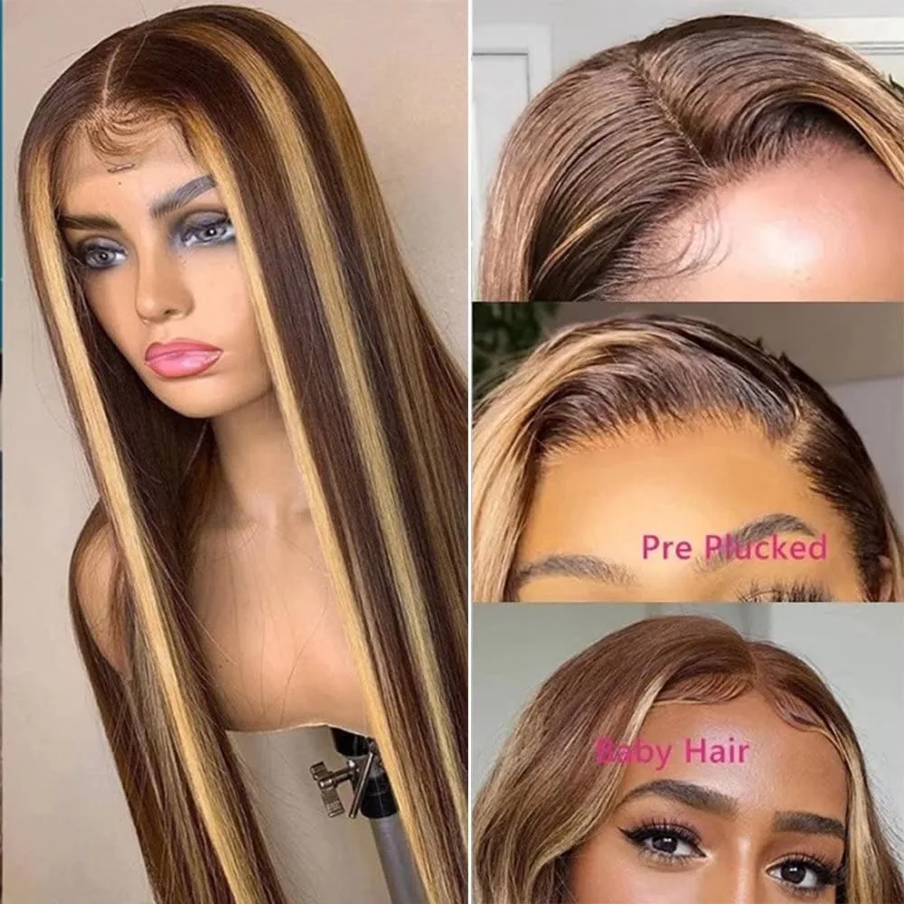 4/27 Highlight Human Hair Wig For Women 42 Inch Hd Lace Front Wigs Straight 13x4 13x6 Lace Frontal Human Hair Wigs 220% Density